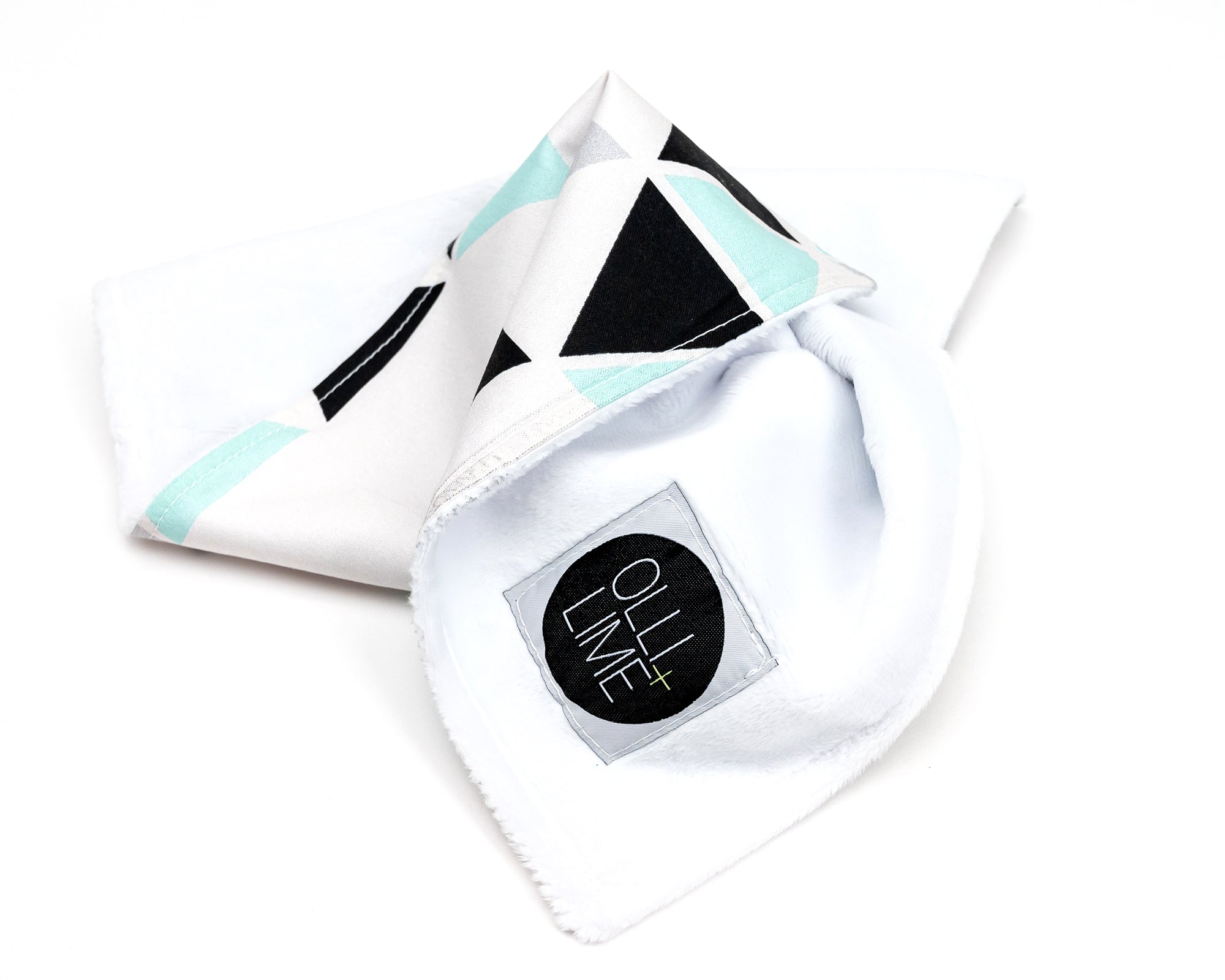 Minty Origami - Mint + Monochrome Triangle Security Blanket Lovey